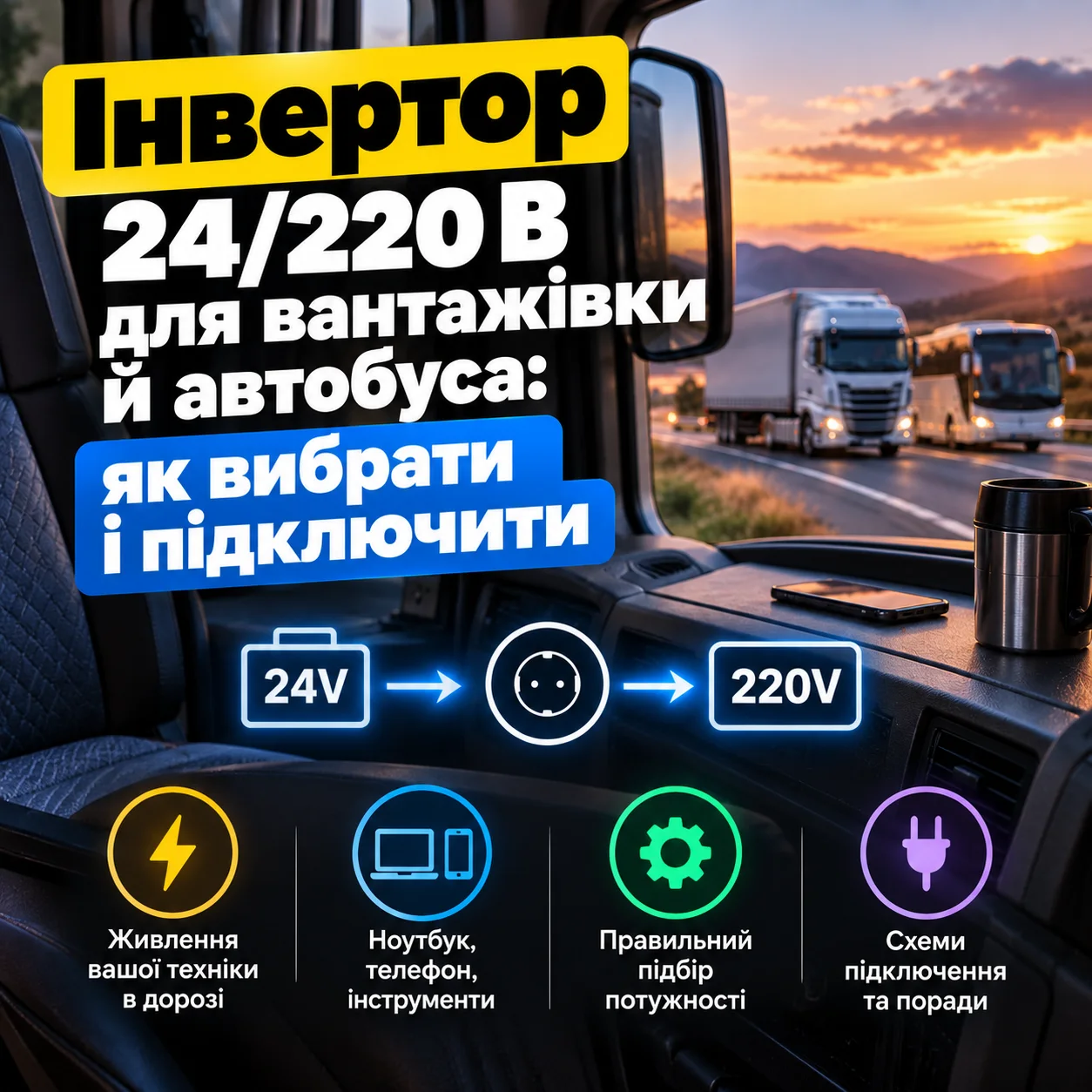 Інвертор 24/220 В для вантажівки й автобуса: як вибрати і підключити