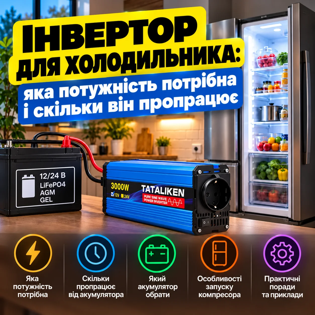 Інвертор для холодильника: яка потужність потрібна і скільки він пропрацює