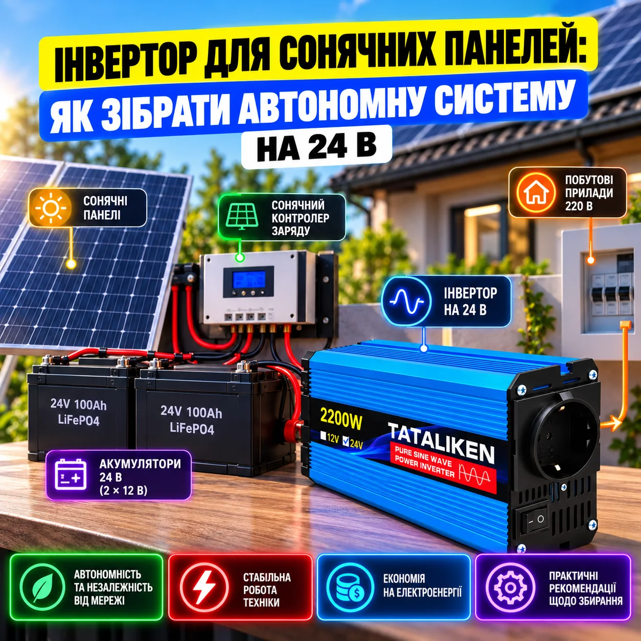 Інвертор для сонячних панелей: як зібрати автономну систему на 24 В