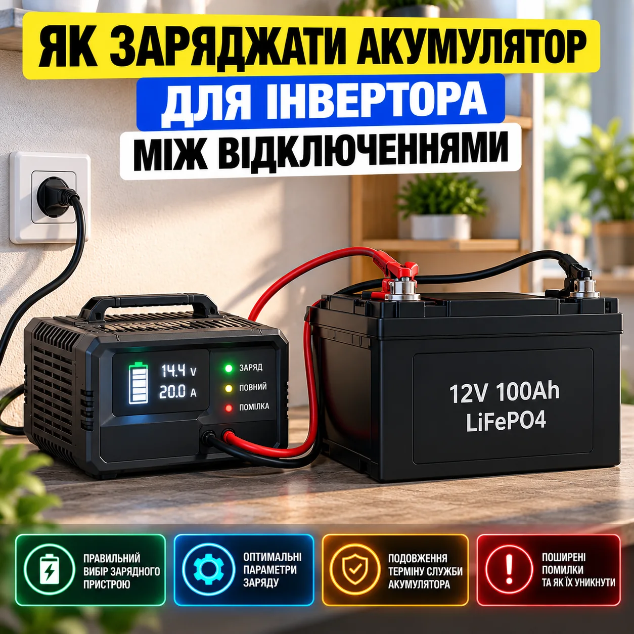 Як заряджати акумулятор для інвертора між відключеннями