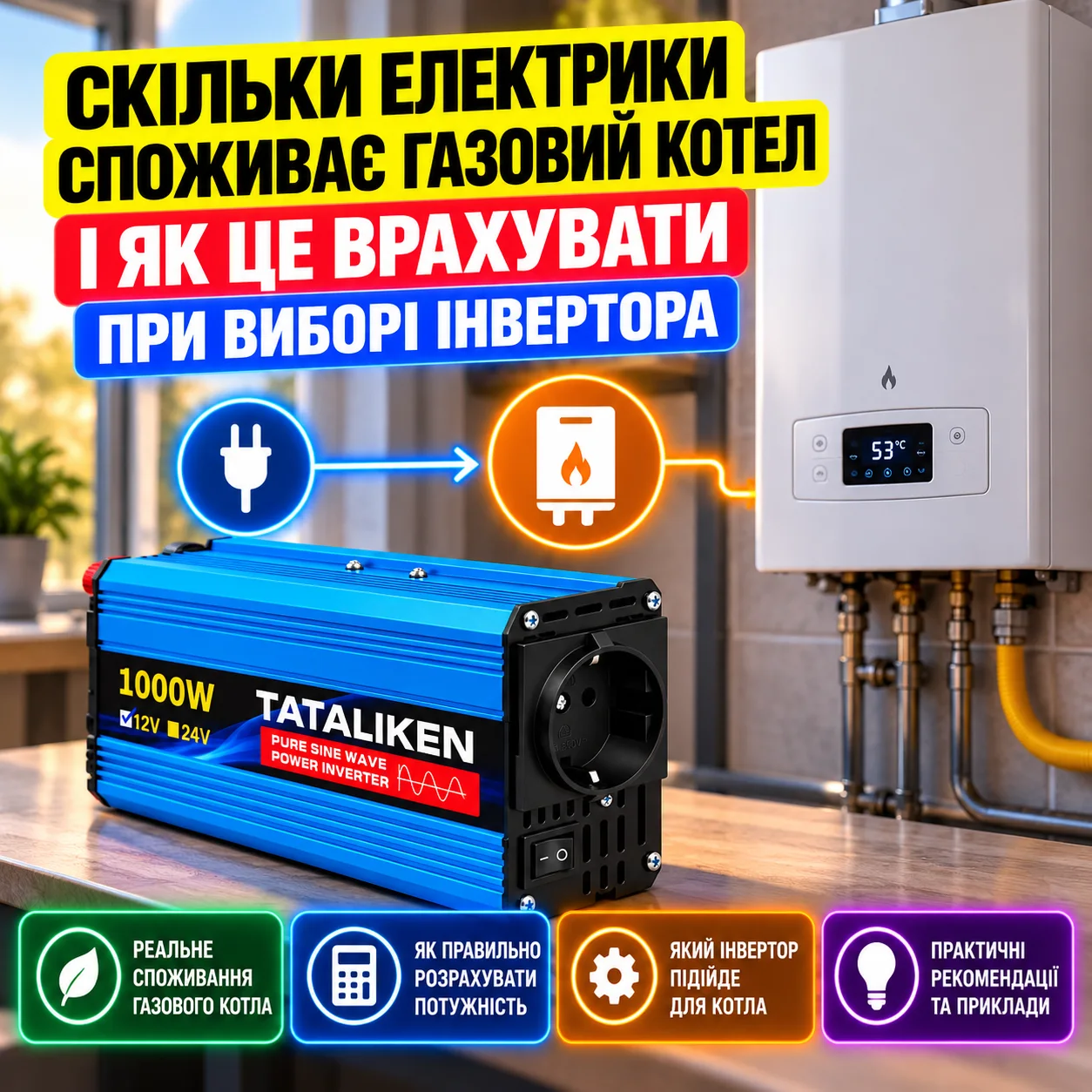 Скільки електрики споживає газовий котел і як це врахувати при виборі інвертора