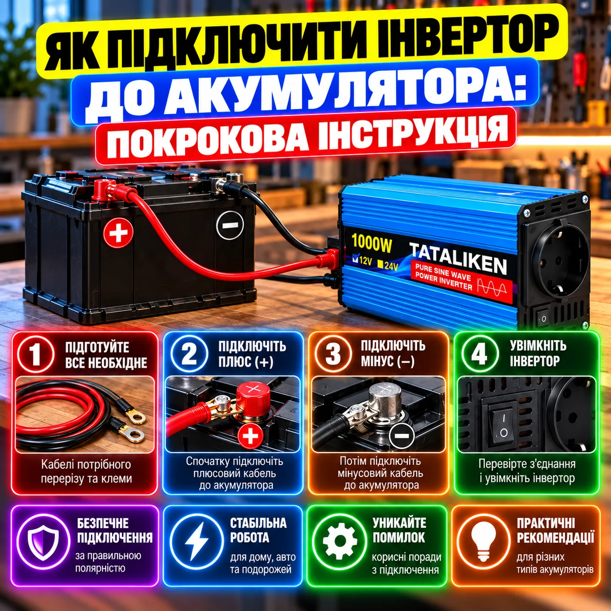 Як підключити інвертор до акумулятора: покрокова інструкція