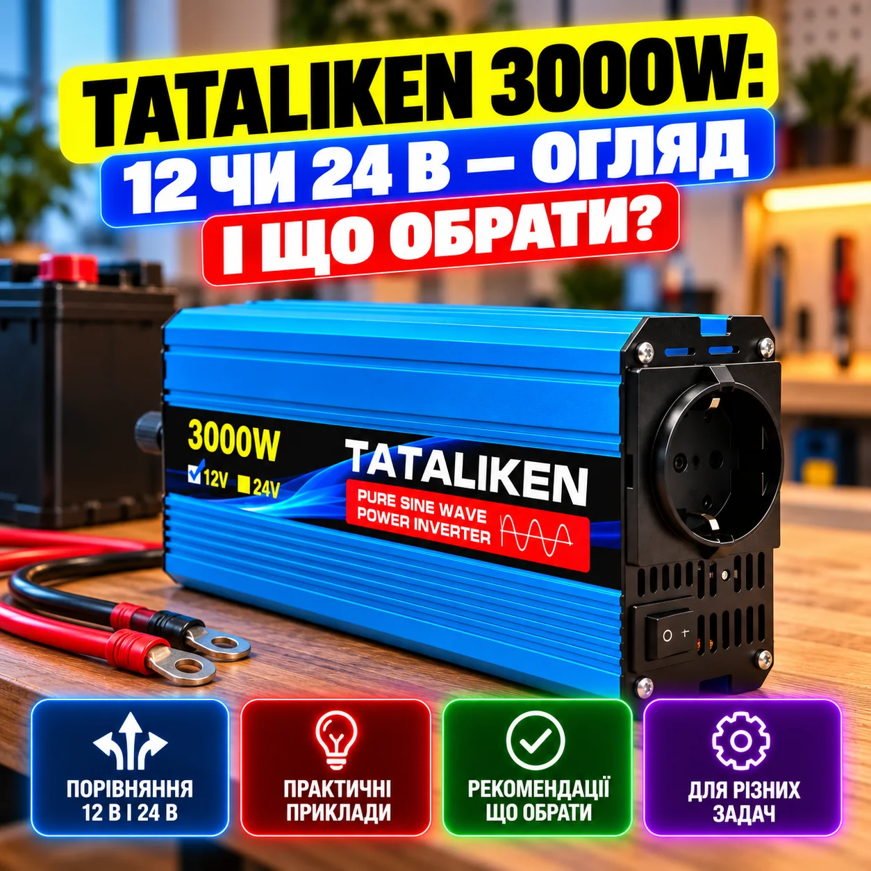Інвертор TATALIKEN 3000W 12 В і 24 В (Таталікен 3000)