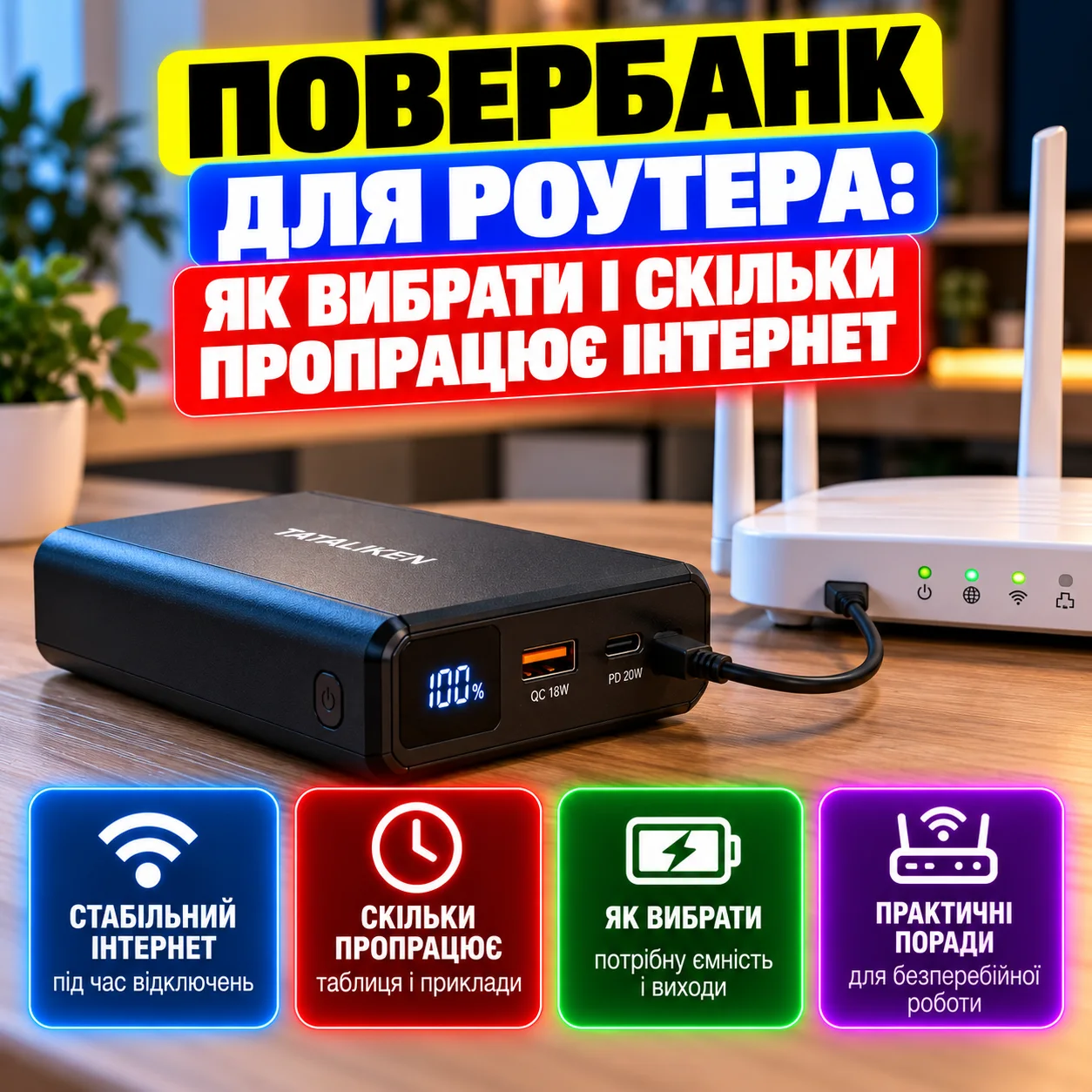 Повербанк для живлення Wi-Fi роутера під час відключень світла