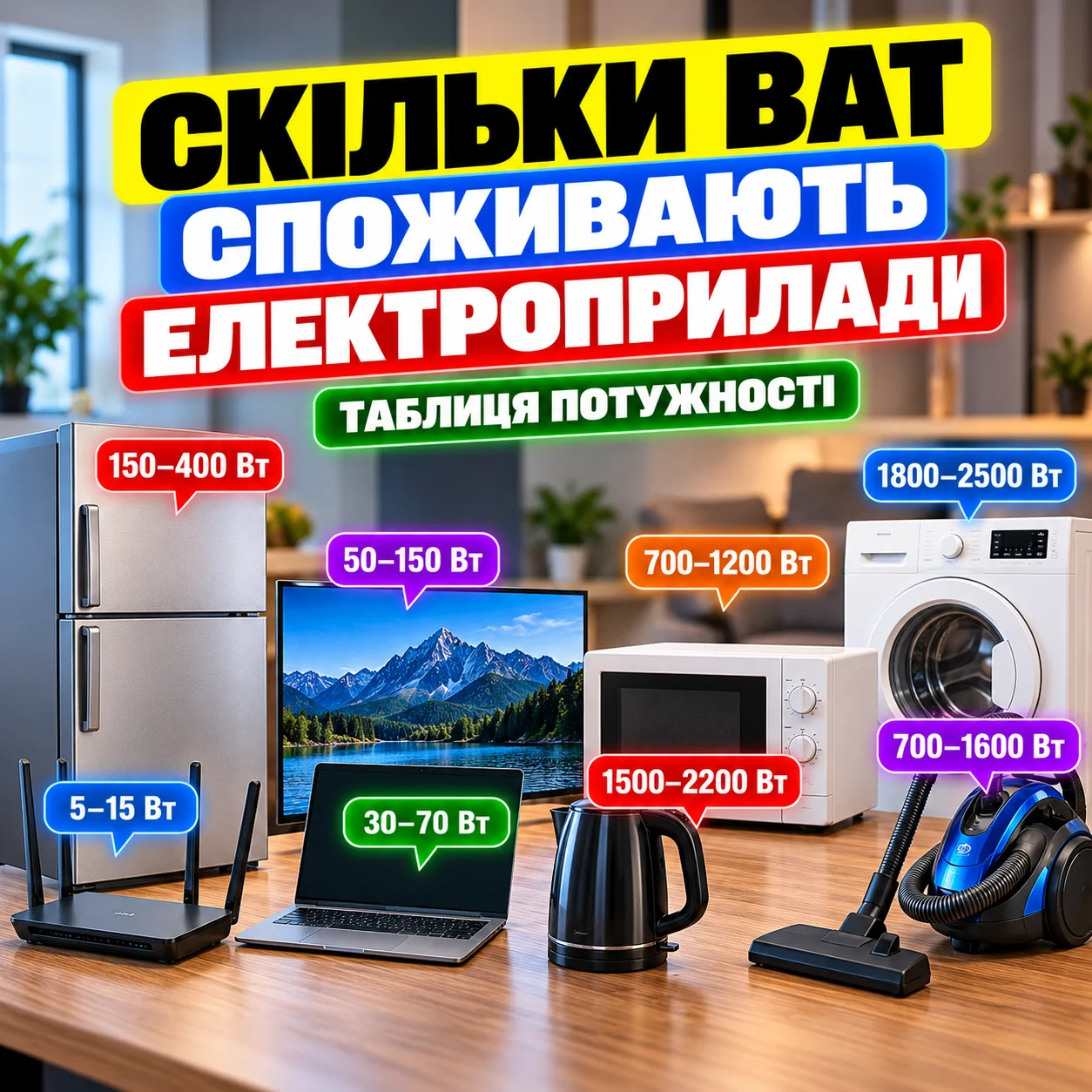 Скільки ват споживають електроприлади: таблиця потужності