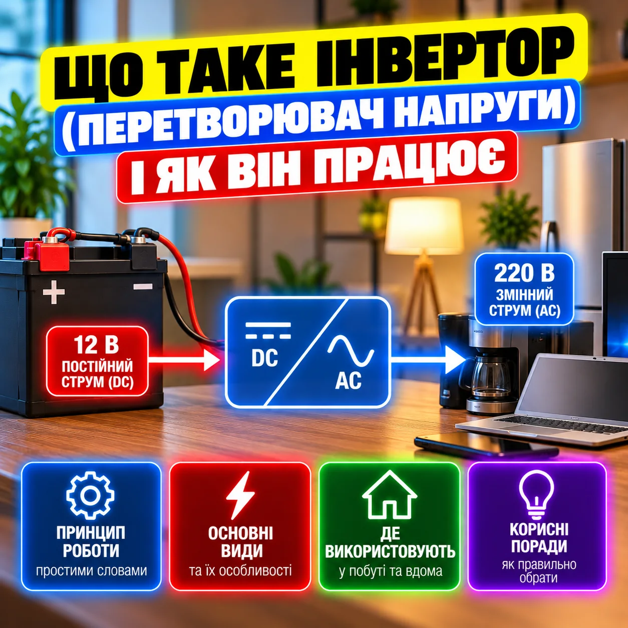 Що таке інвертор (перетворювач напруги) і як він працює