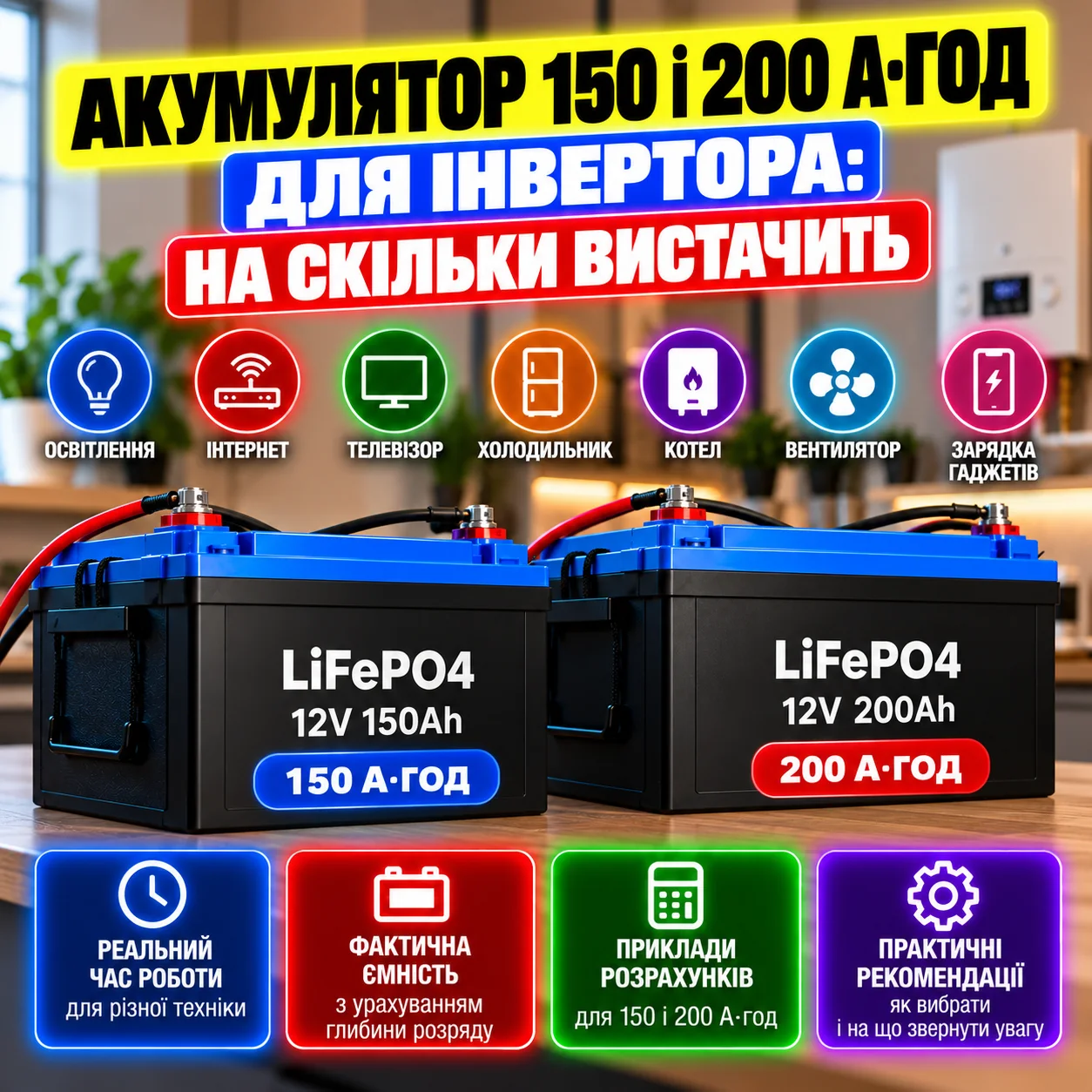 Акумулятор 200 А·год з інвертором TATALIKEN: час роботи техніки